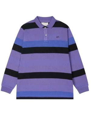 ERL Striped Long-Sleeve Polo Shirt - Blue