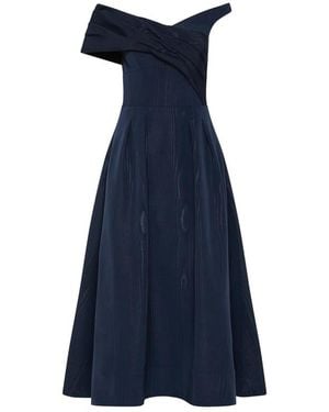 Rebecca Vallance Pleated Off-Shoulder Midi Dress - Blue