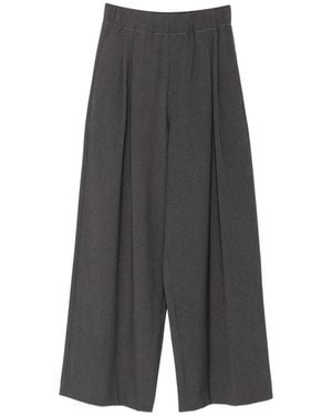 ELEH Pleated Wide-Leg Trousers - Grey