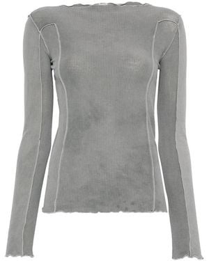 Baserange Omato Ribbed-Knit Boat-Neck Top - Grey