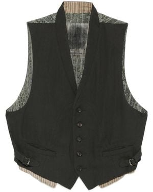 Ziggy Chen Patterned-Back Waistcoat - Black