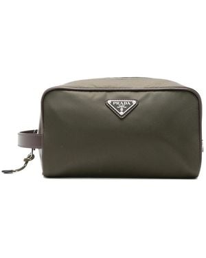 Prada Speedrock Logo-Plaque Clutch Bag - Green