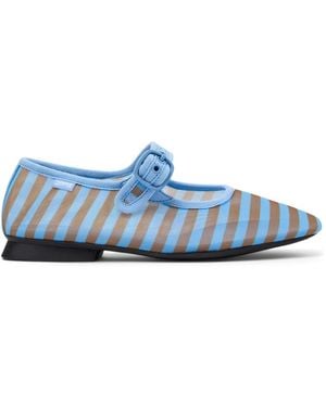Camper Casi Myra Striped Buckle Ballet Flats - Blue