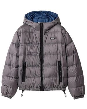 Miu Miu Light Pongé Down Hoodie Jacket - Grey