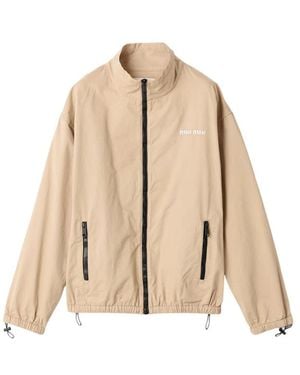 Miu Miu Washed Gabardine Blouson Jacket - Natural