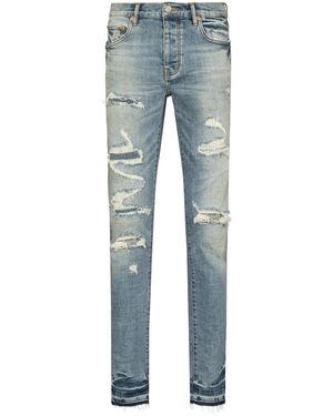 Purple Brand P001 Vintage Distressed-Finish Skinny Jeans - Blue