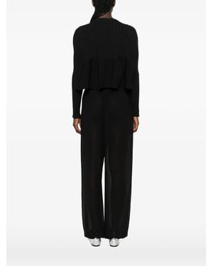CFCL Pottery Bust Flare Ribbed Peplum Cardigan - Black