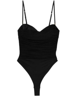 Elisabetta Franchi Ruched-Panel Bodysuit - Black