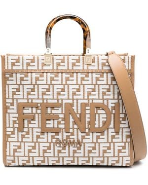 Fendi Medium Sunshine Raffia Tote Bag - Metallic