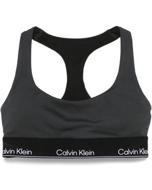 Calvin Klein Logo-Waistband Sports Bra - Black