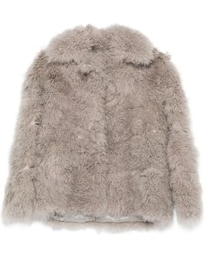 Simonetta Ravizza Oversized-Collar Jacket - Gray