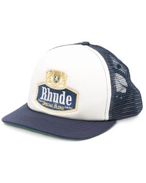 Rhude Embroidered-Logo Mesh-Back Trucker Hat - Blue