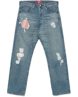 Junya Watanabe Patch-Detail Jeans - Blue