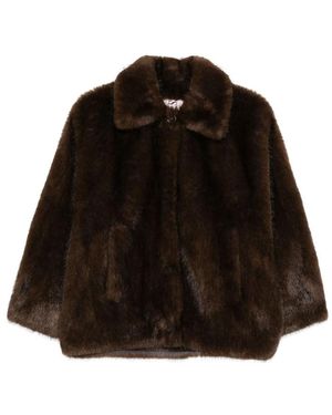VALENTINI 1972 Faux-Fur Collared Jacket - Black