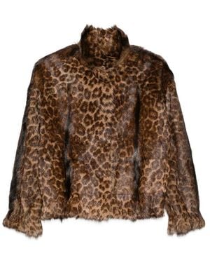SANTORO Leopard-Print Long-Sleeve Jacket - Brown