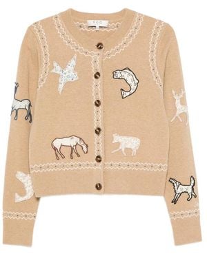 Sea Cardigan Winslow À Patch Animal - Natural