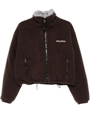 Miu Miu Fleece Zip-Up Jacket - Brown