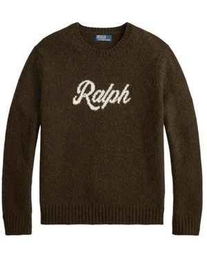 Ralph Lauren Logo-Intarsia Crew-Neck Jumper - Green