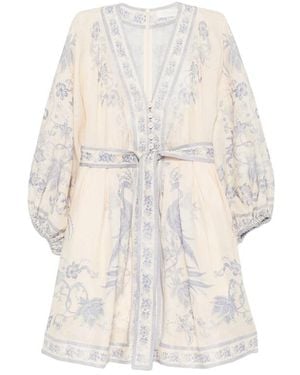 Zimmermann Floral-Print Belted Dress - White