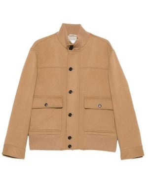 Lardini Button-Up Ribbed-Trim Jacket - Natural