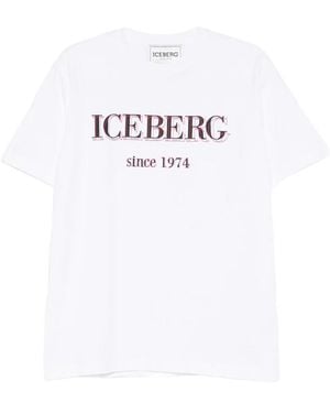 Iceberg Logo-Embroidered Cotton T-Shirt - Grey