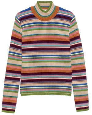 Dries Van Noten Striped Ribbed-Knit Jumper - Red