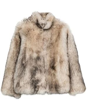SANTORO Zip-Up Faux-Fur Coat - Natural