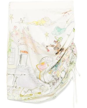 ALÉMAIS Linen Draped Skirt - White