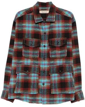 BAZISZT Jedi Stud-Embellished Checked Shirt - Black