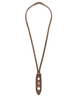 Eraldo Embroidered Leather Eyewear Necklace - Metallic