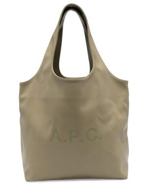 A.P.C. A. P.C. Logo-Print Leather Tote Bag - Multicolor