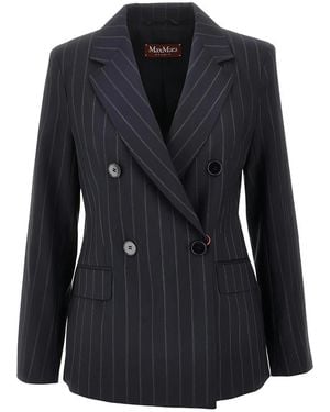 Max Mara Pinstripe Double-Breasted Blazer - Black