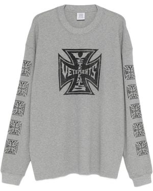 Vetements Logo-Print Sweatshirt - Grey
