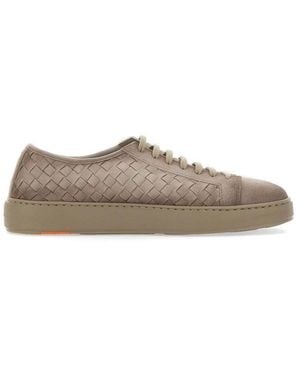 Santoni Trainers Suede Woven - Grey