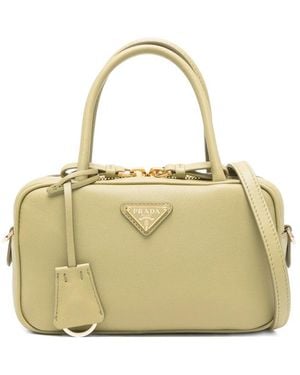 Prada Triangle-Logo Satchel Bag - Metallic