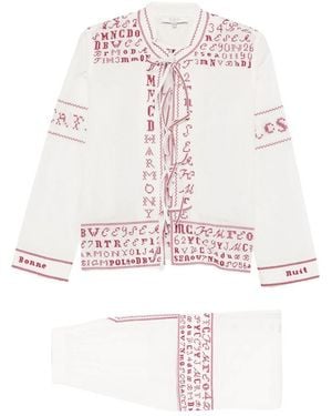 Sea Embroidery Pyjama Set - White