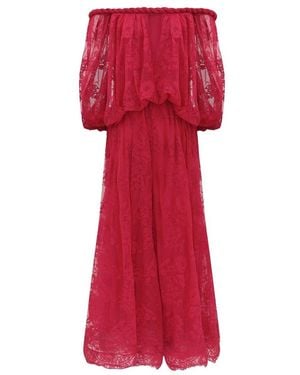 Zimmermann Luna Braided Lace Maxi Dress - Red