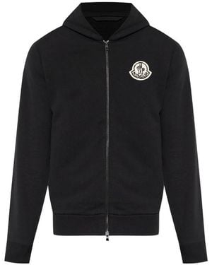 Moncler Logo-Patch Zip-Up Hoodie - Black