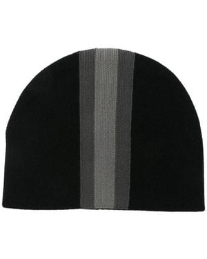Gucci Striped-Knit Beanie Hat - Black