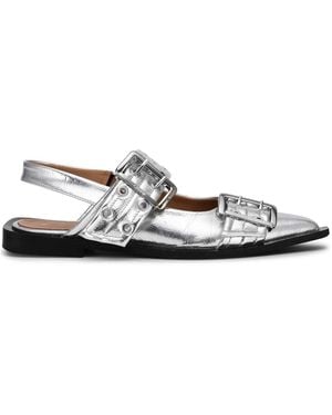 フラットシューズ Ganni Lavender Slingback Ballet Flat Shoe With Buckles GANNI LAVENDER SLINGBACK BALLET FLAT SHOE WITH BUCKLES