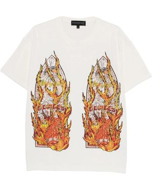 Who Decides War Rhinestone Flame Glass T-Shirt - White
