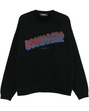 スウェット・トレーナー D SQUARED2 COTTON LOGO PRINTED SWEATSHIRT DSQUARED2 logo-print Cotton Sweatshirt | Blue | FARFETCH