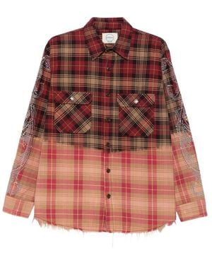 ERCOLE STUDIO Stud-Embellished Dip-Dye Shirt - Red