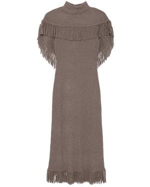 Jonathan Simkhai Fringe-Trim Ribbed-Knit Dress - Brown