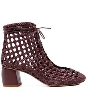 forte_forte Woven Lace-Up Ankle Boots - Purple