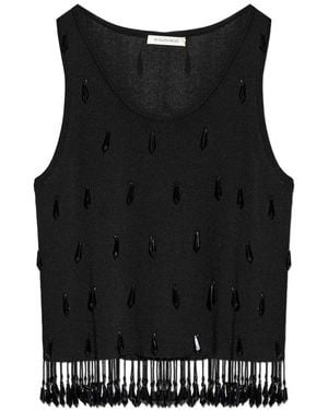 By Malene Birger Hysa Bead-Embellished Fringe Top - Black