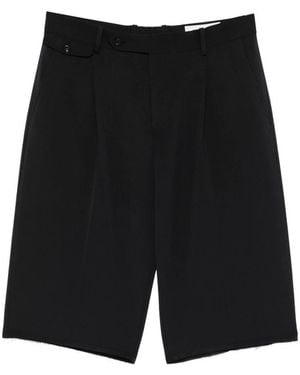 Tonywack Pleated Frayed Tailored Shorts - Black