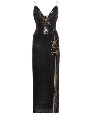Alessandra Rich Sequin-Embellished Bow-Detail Dress - Black