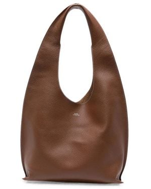 A.P.C. A. P.C. Grained-Leather Shoulder Bag - Brown