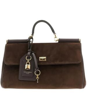 Dolce & Gabbana My Sicily Padlock-Embellished Suede Tote Bag - Brown